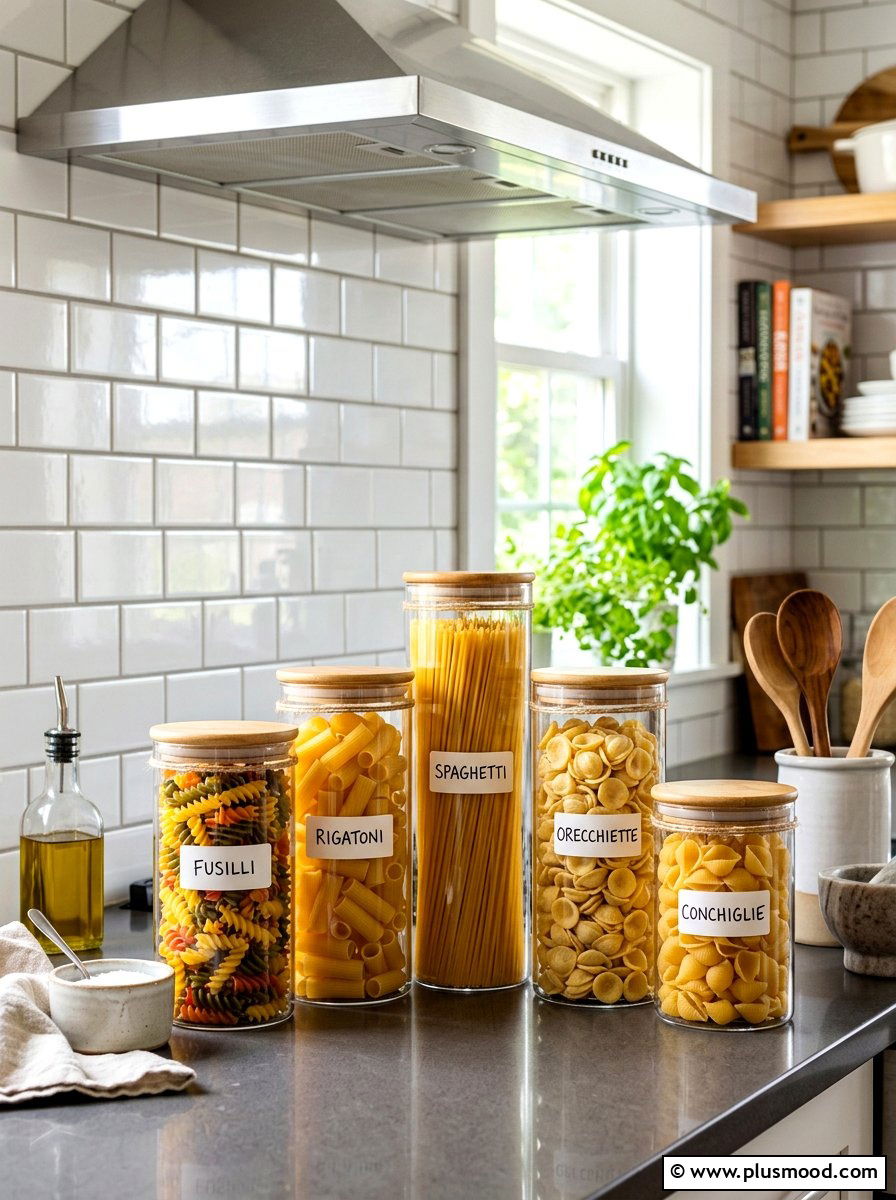 Clear Glass Food Jar - 25 summer kitchen counter decor ideas