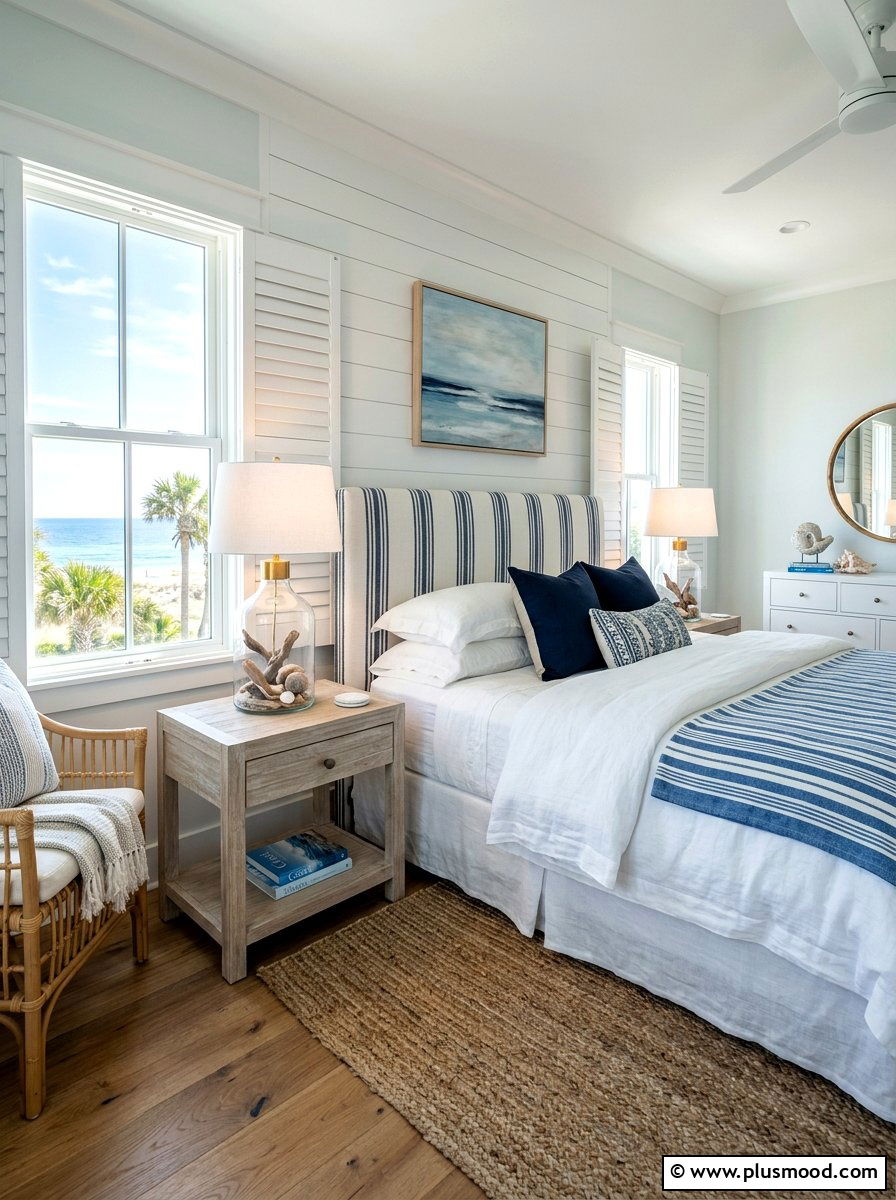 Clear Glass Lamp Coastal Bedroom - 25 summer coastal farmhouse bedroom ideas