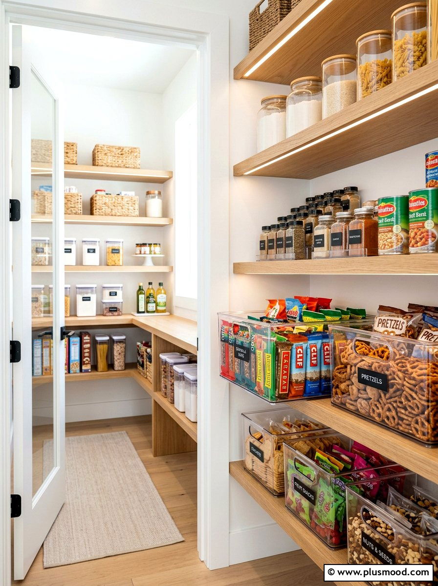 Clear Plastic Snack Bins - 25 summer pantry organization ideas