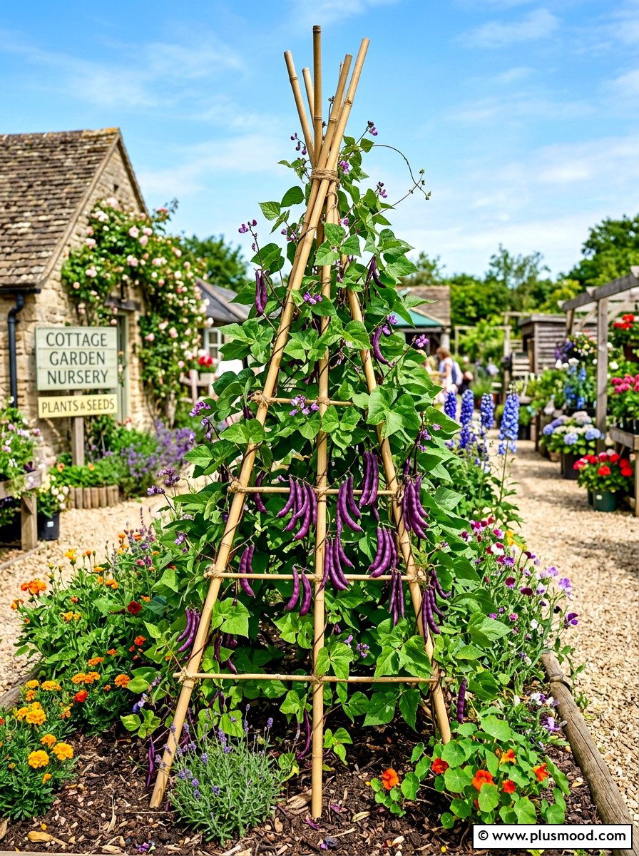 Climbing Bean Trellis - 25 summer edible garden ideas