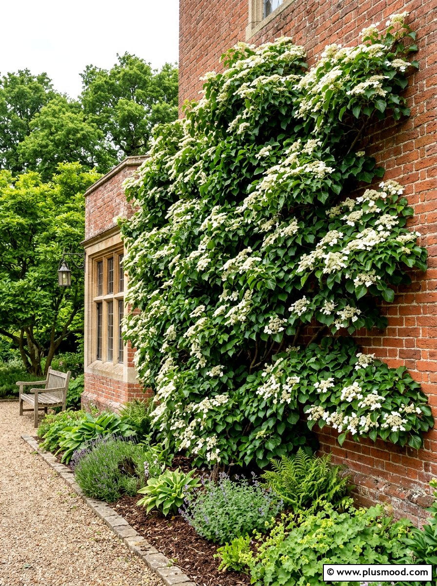 Climbing Hydrangea Wall - 25 summer hydrangea garden ideas
