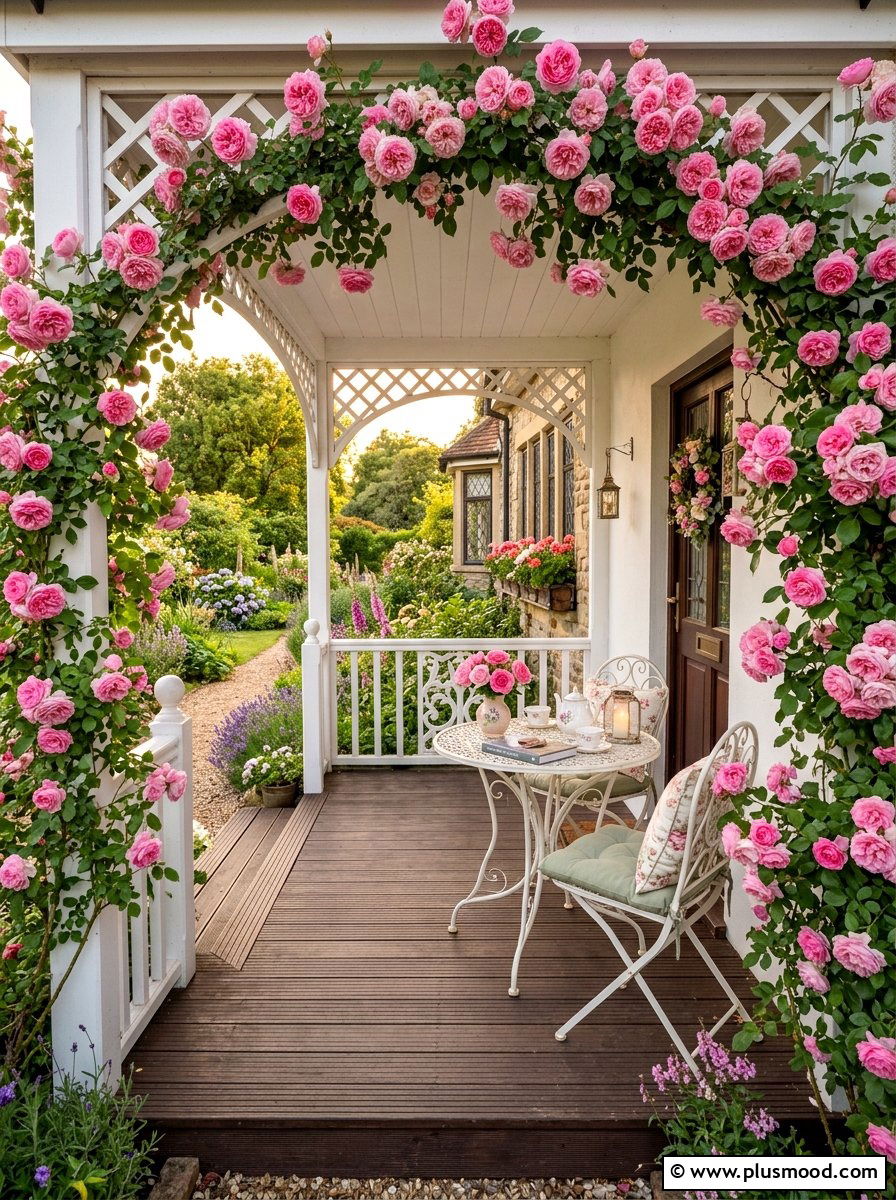 Climbing Porch Roses - 25 summer front porch landscaping ideas