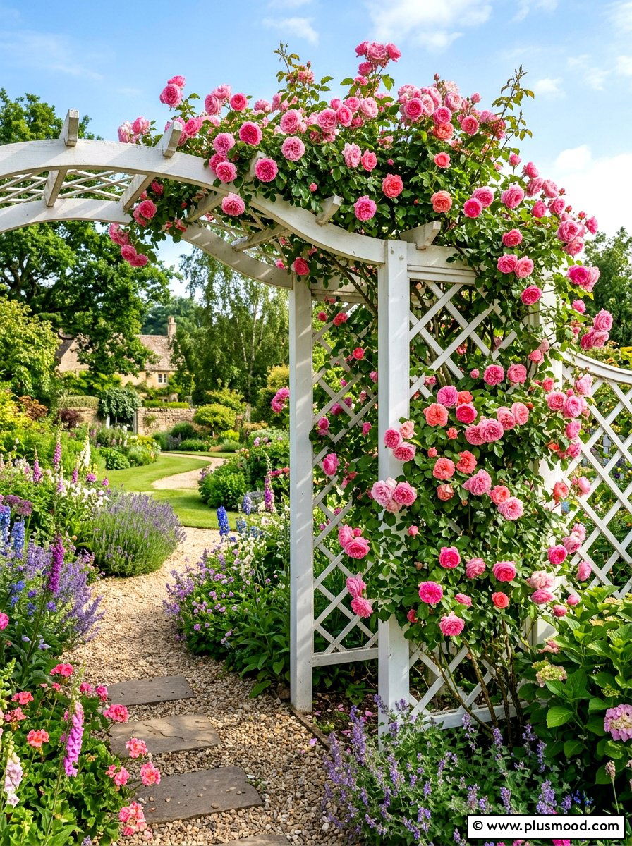 Climbing Rose Trellis - 25 summer garden privacy screen ideas