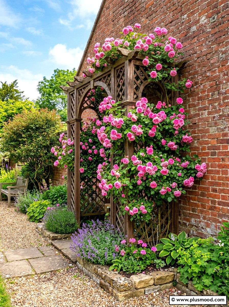 Climbing Rose Trellis - 25 summer townhouse curb appeal ideas