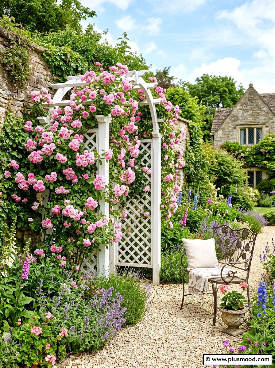 Climbing Rose Trellis - 25 small backyard ideas with lattice
