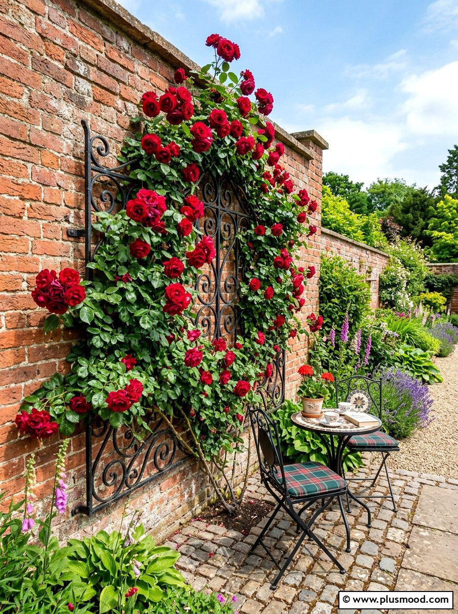 Climbing Rose Trellis - 25 small backyard ideas with trellis
