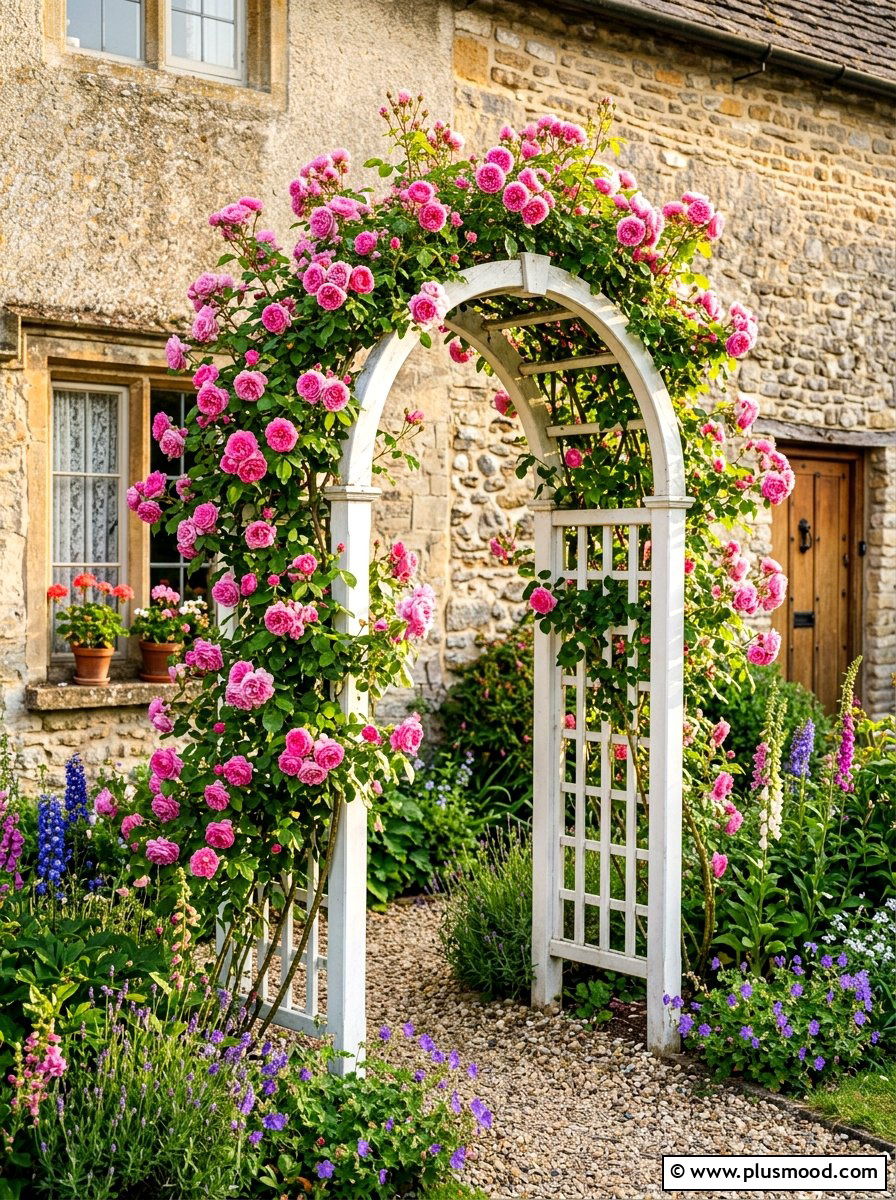 Climbing Rose Trellis - 25 summer front yard makeover ideas