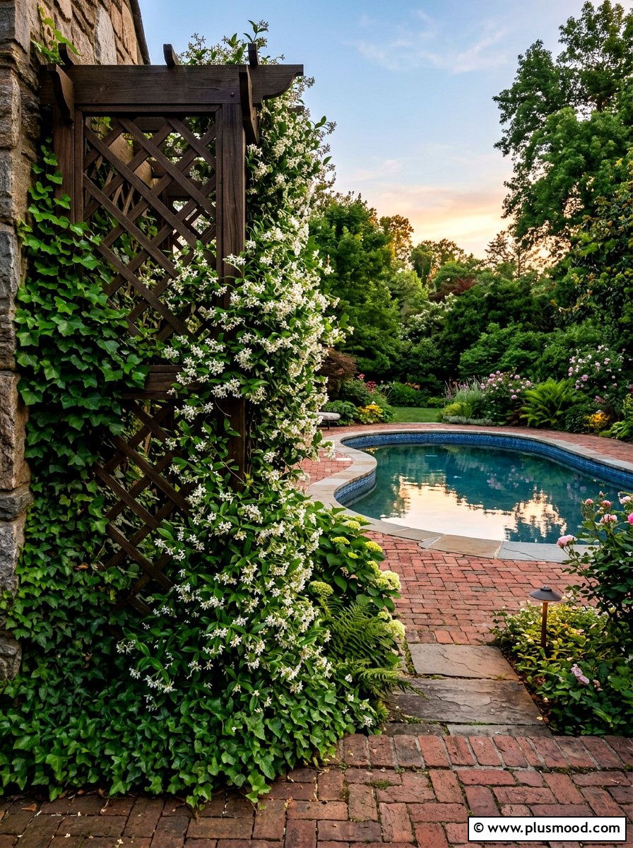 Climbing Vines On Trellis - 25 pool landscaping ideas for privacy