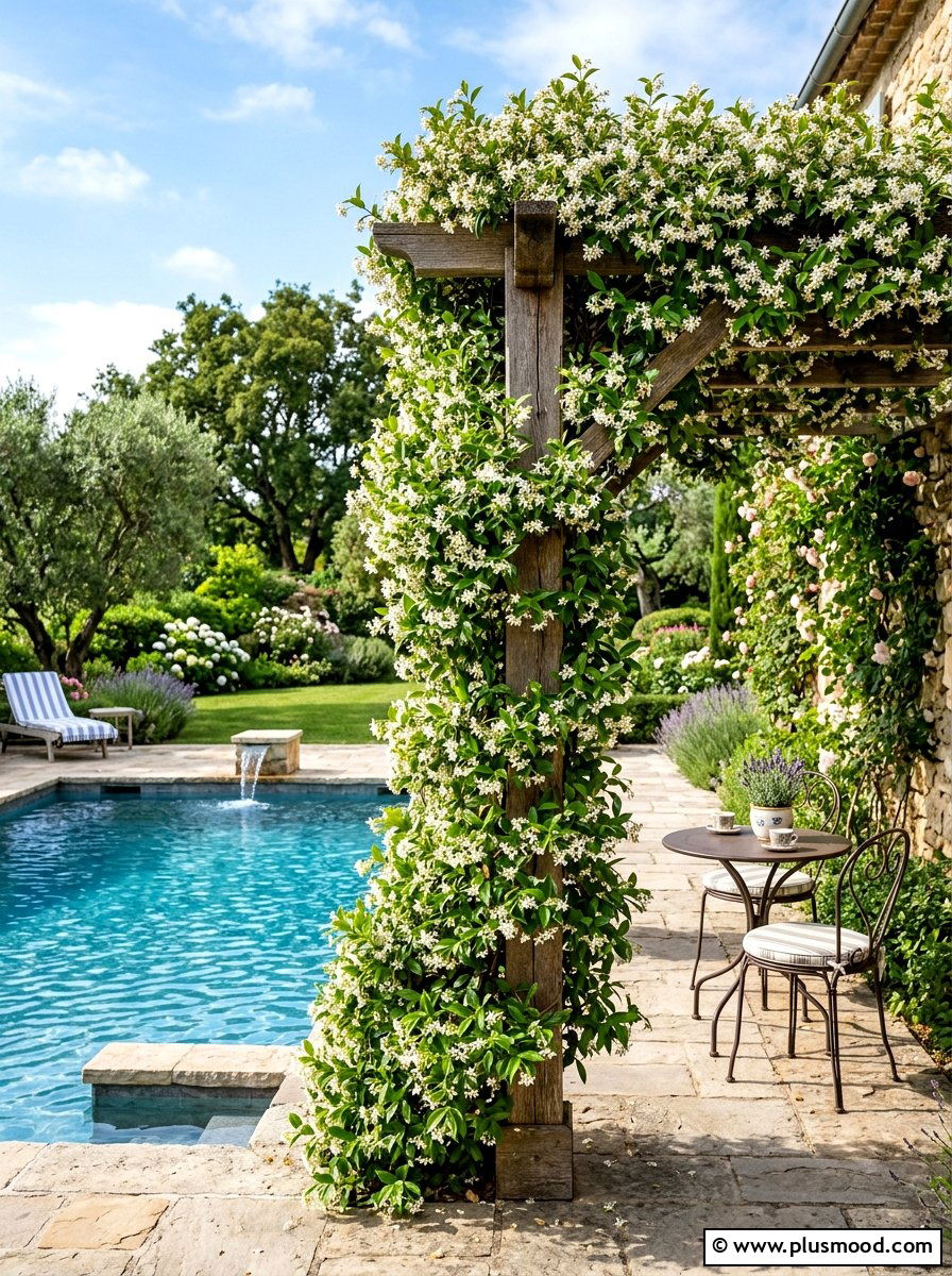 Climbing Vines Pool Trellis - 25 pool landscaping ideas for beginners