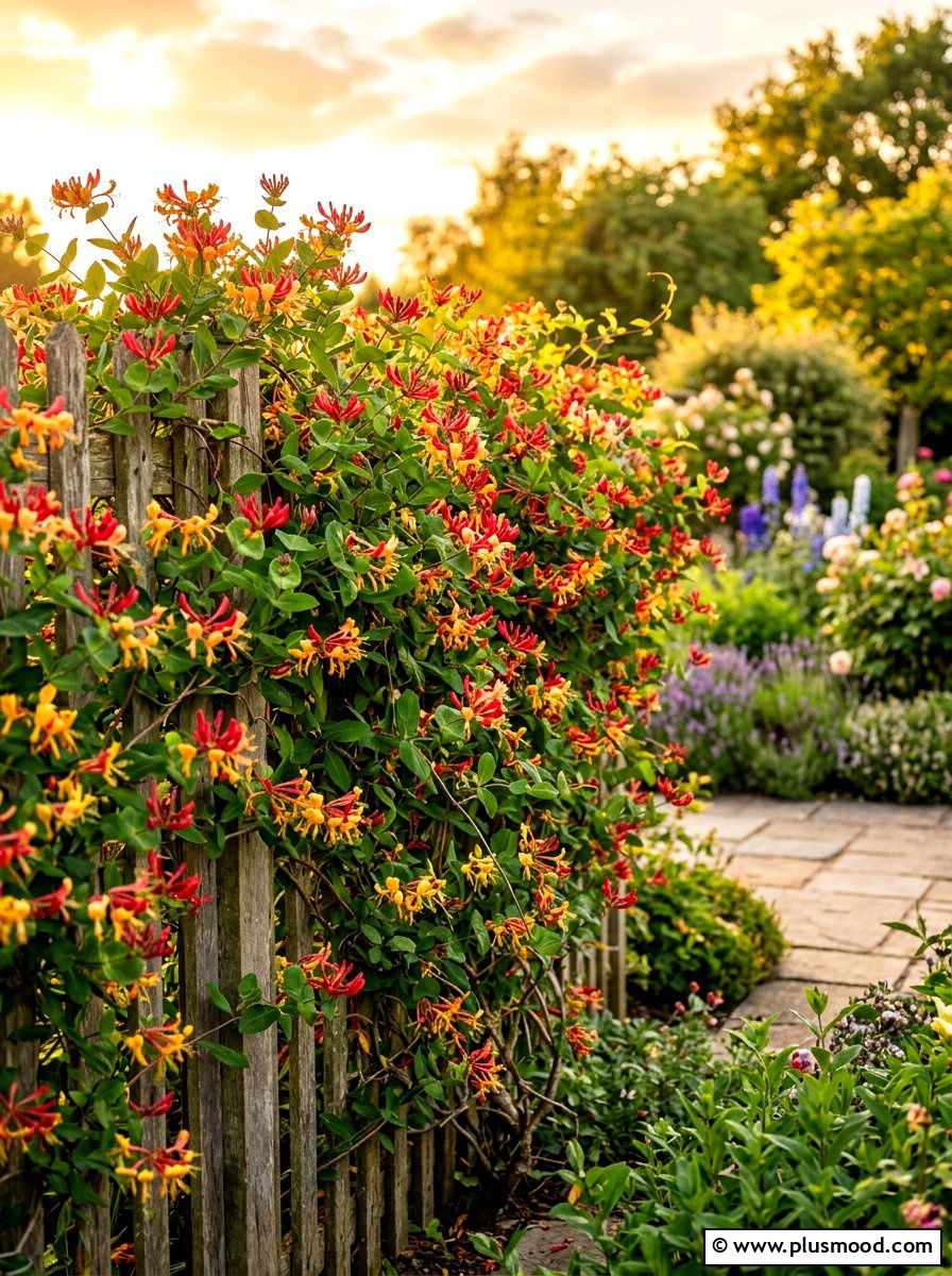 Climbing honeysuckle vine - 25 summer hummingbird garden ideas