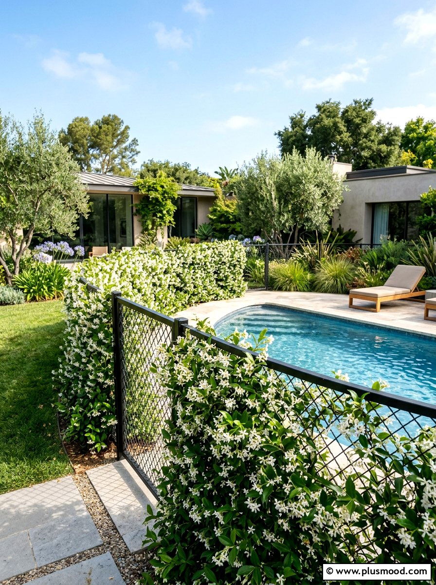 Climbing plants pool fence - 25 pool landscaping ideas for small backyards