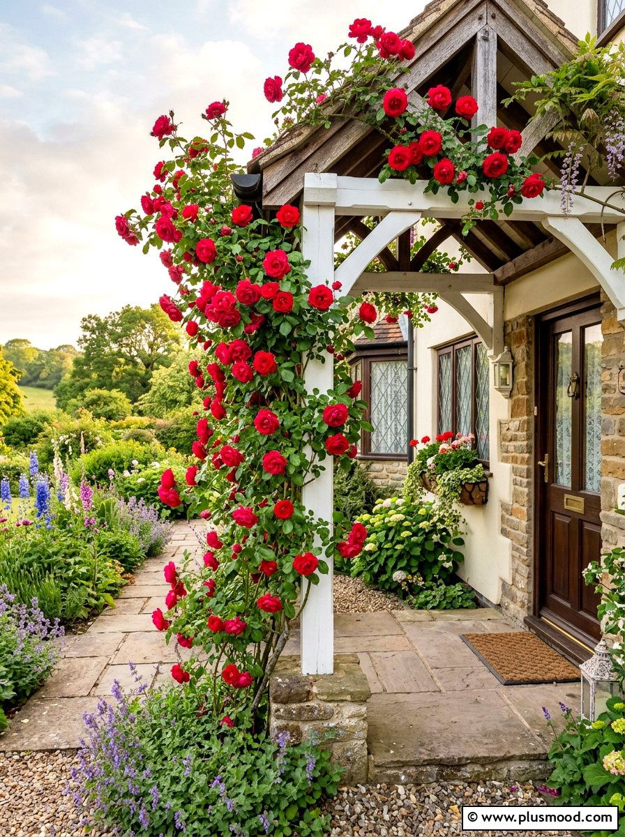 Climbing rose porch column - 25 summer porch column decor ideas