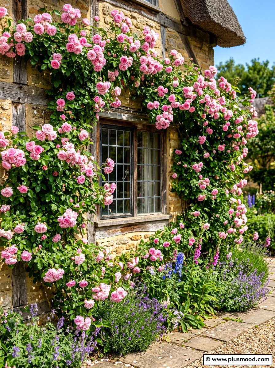 Climbing roses on wall - 25 summer cottage curb appeal ideas