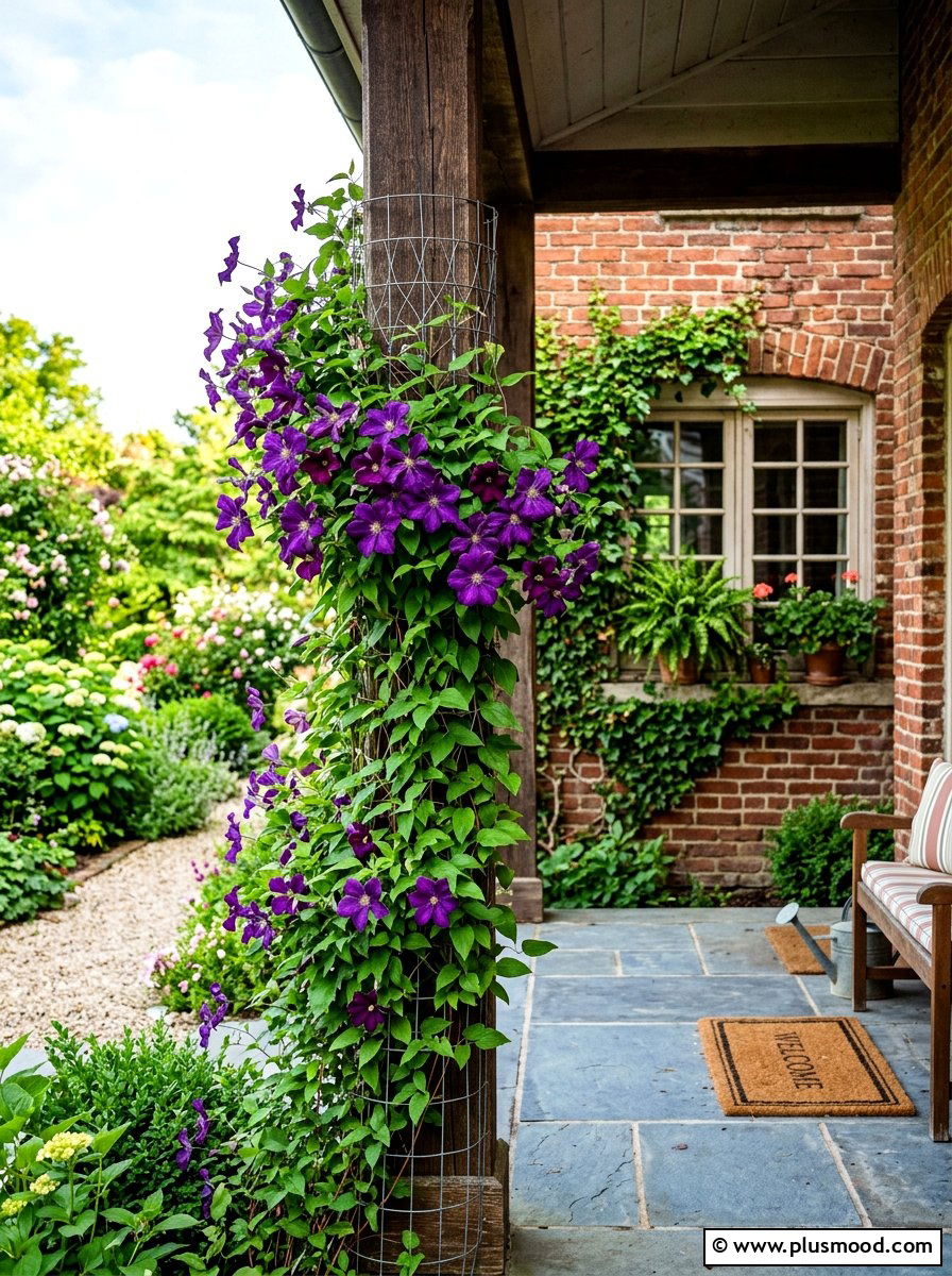 Climbing vine porch column - 25 summer porch column decor ideas