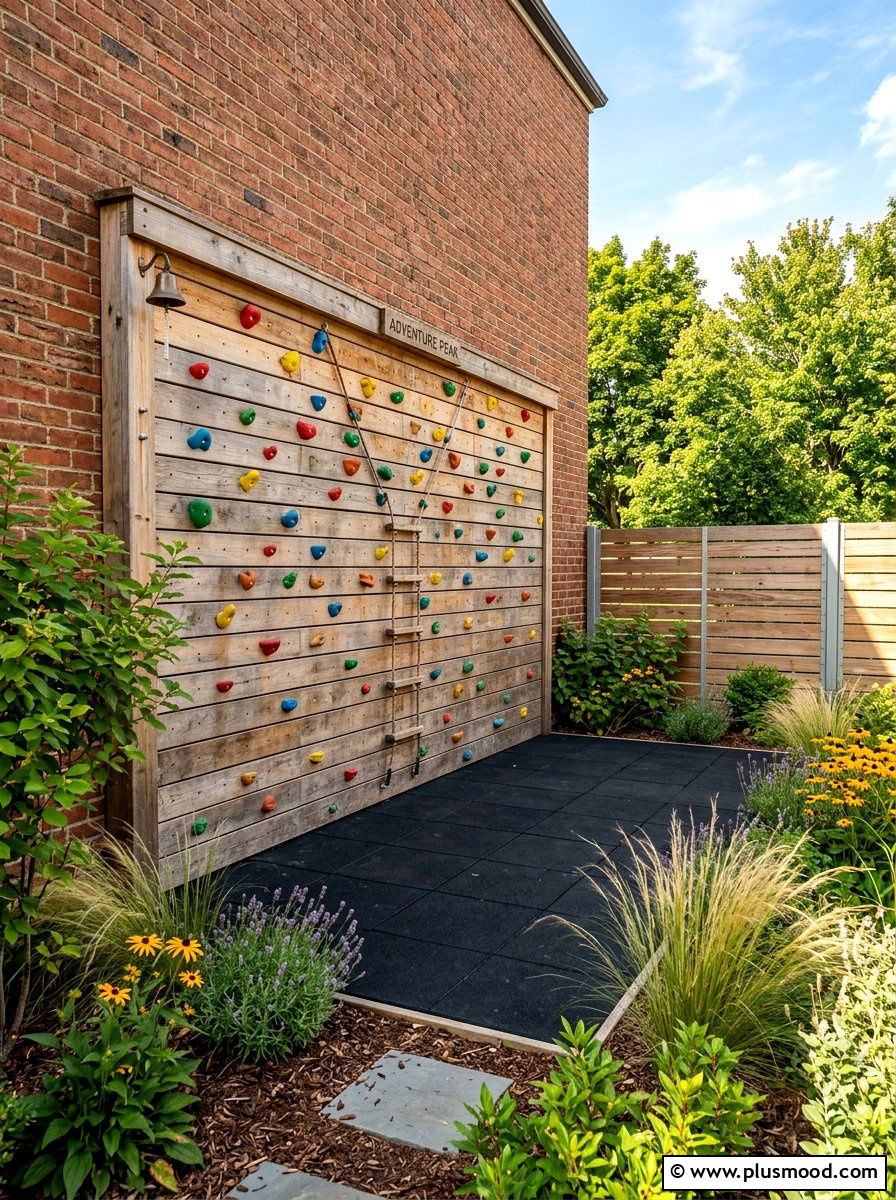 Climbing wall - 25 small backyard ideas for kids