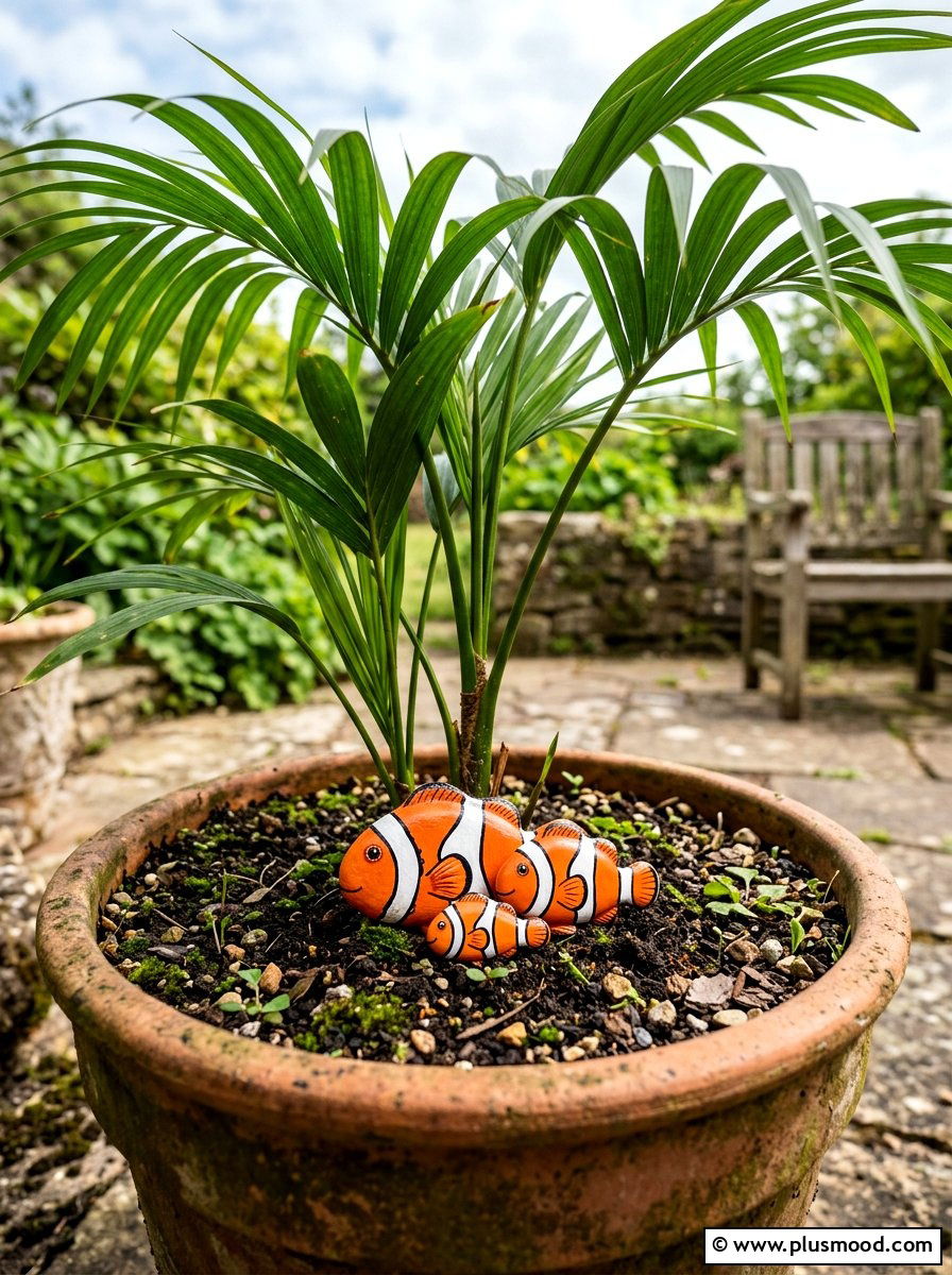 Clownfish Painted Pebble - 25 painted rock ideas with fish design