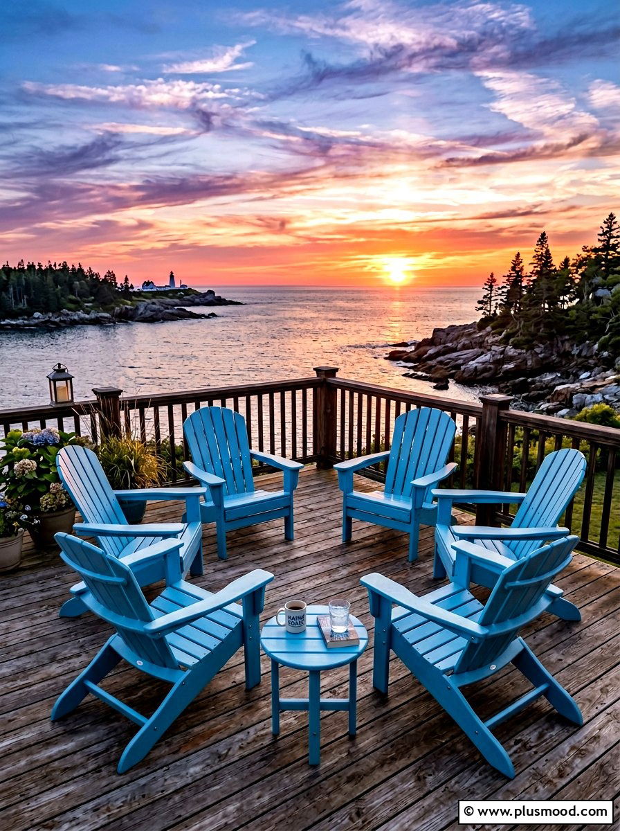 Coastal Adirondack Seating - 25 summer coastal outdoor entertaining ideas