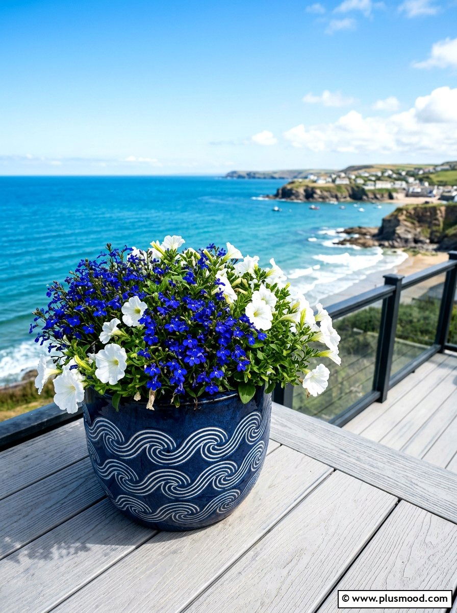 Coastal Blue And White Planter - 25 summer planter ideas