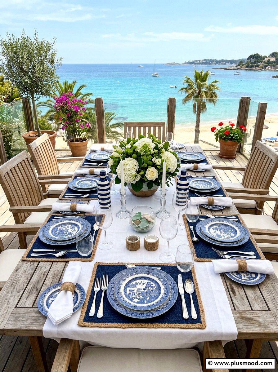 Coastal Blue And White Table Setting - 25 summer place setting ideas for summer