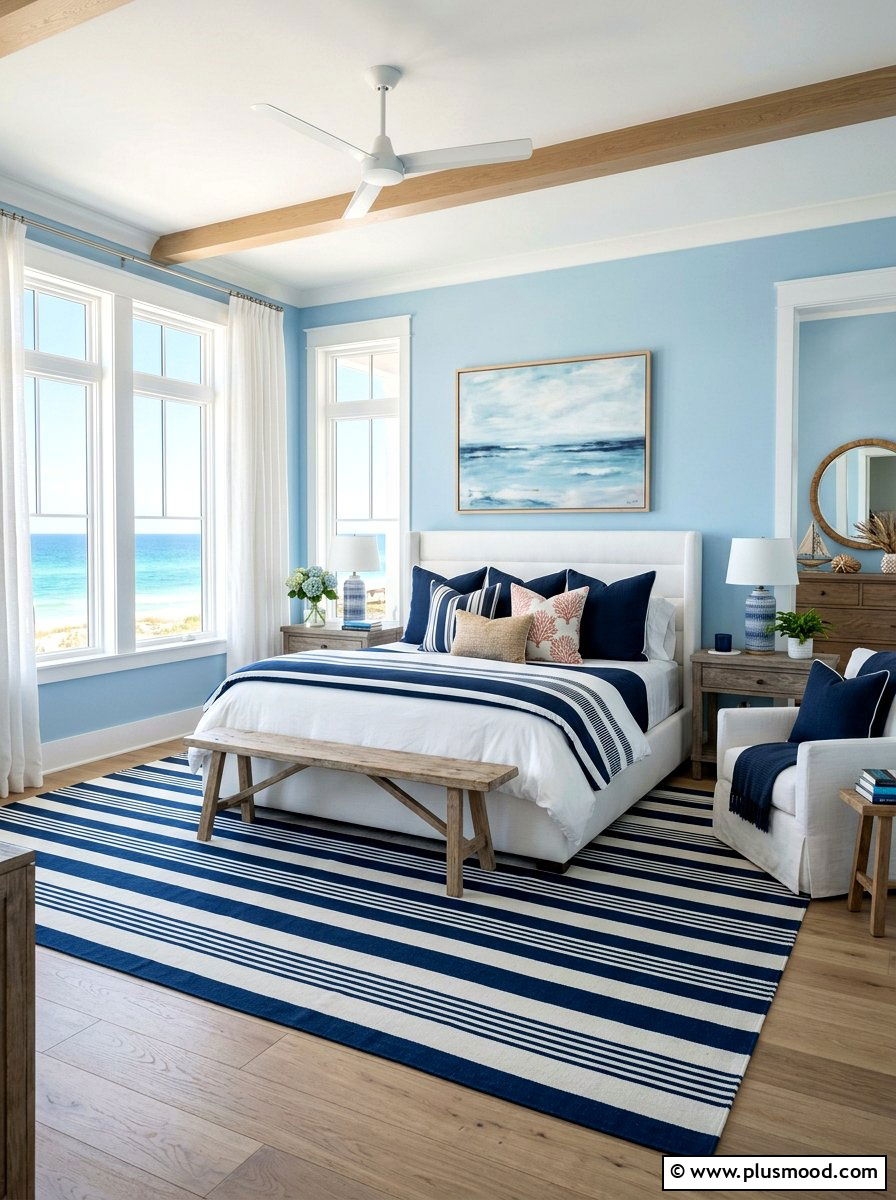 Coastal Blue Bedroom - 25 late summer bedroom ideas