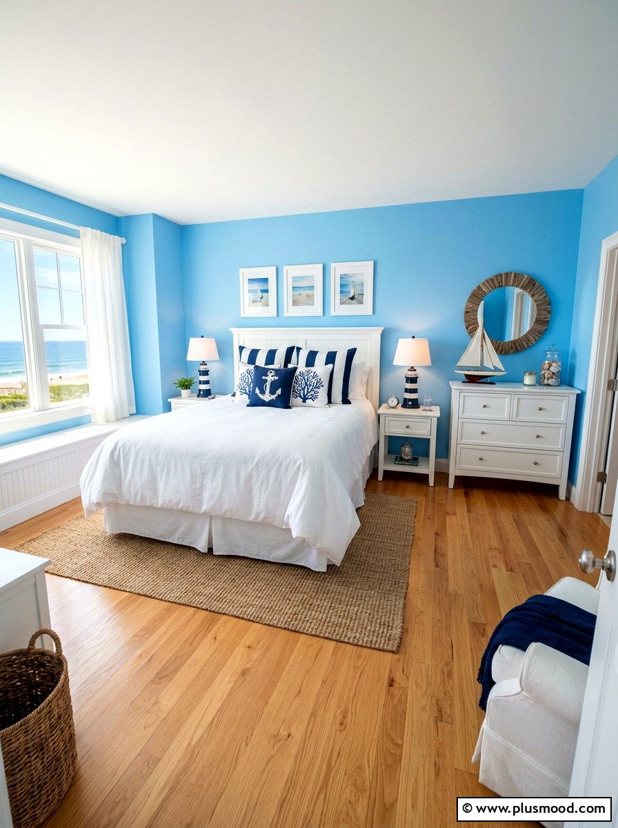 Coastal Blue Bedroom - 25 simple summer bedroom ideas