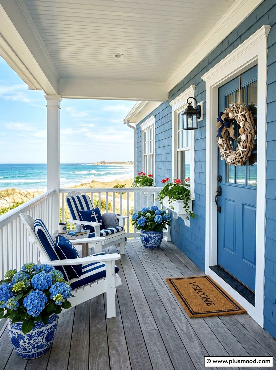 Coastal Blue Cottage Porch - 25 summer cottage front porch ideas