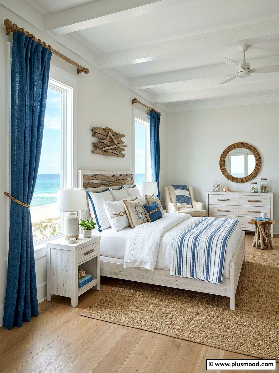 Coastal Blue Curtains - 25 summer curtains ideas for bedroom