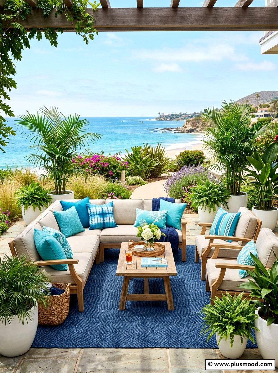 Coastal Blue Decor - 25 summer island style backyard ideas