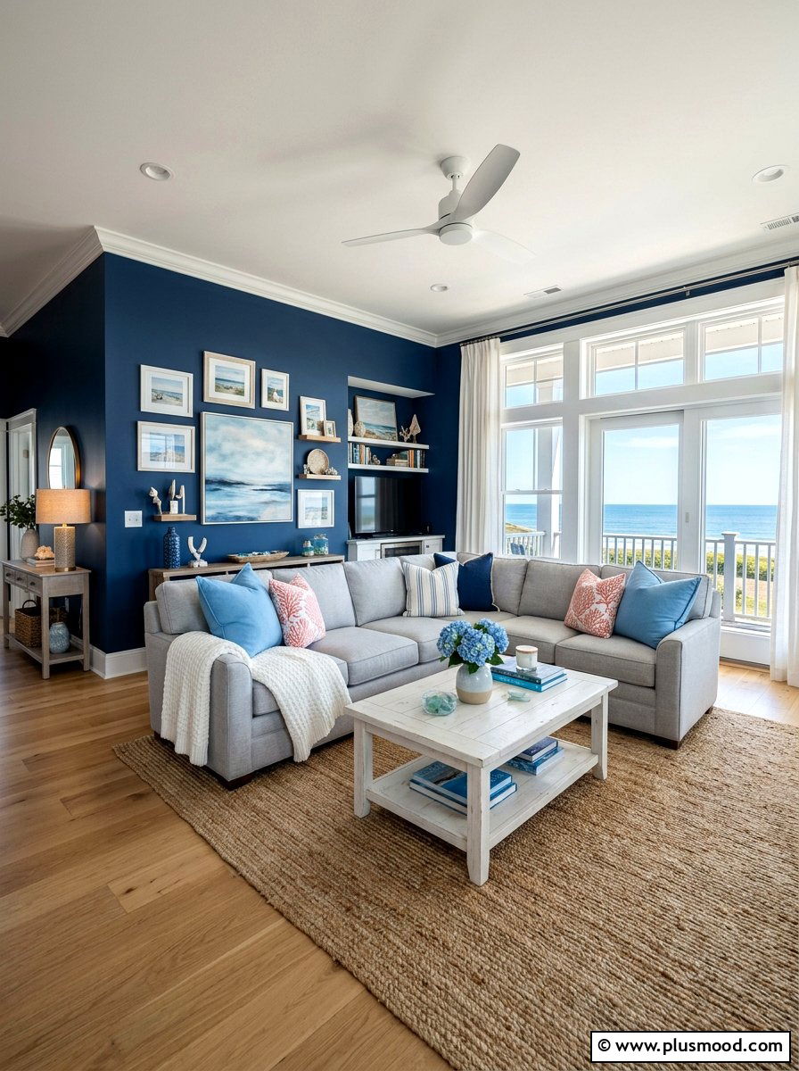 Coastal Blue Living Room - 25 modern summer living room ideas