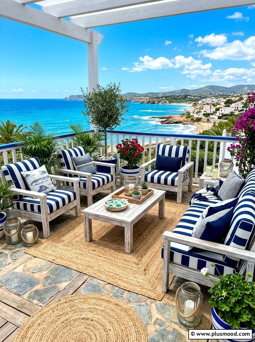 Coastal Blue Patio - 25 summer outdoor living patio ideas