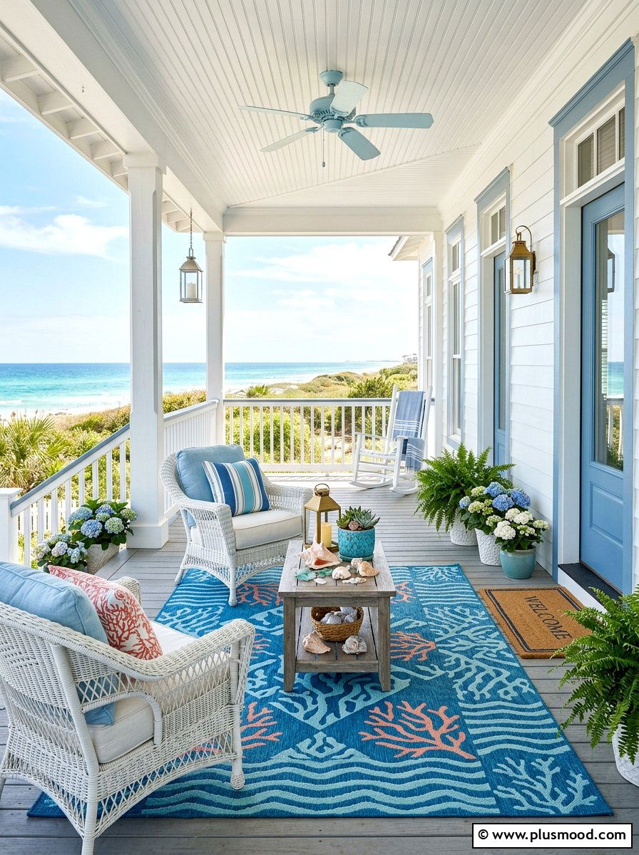 Coastal Blue Porch Decor - 25 summer front porch decor ideas for white house