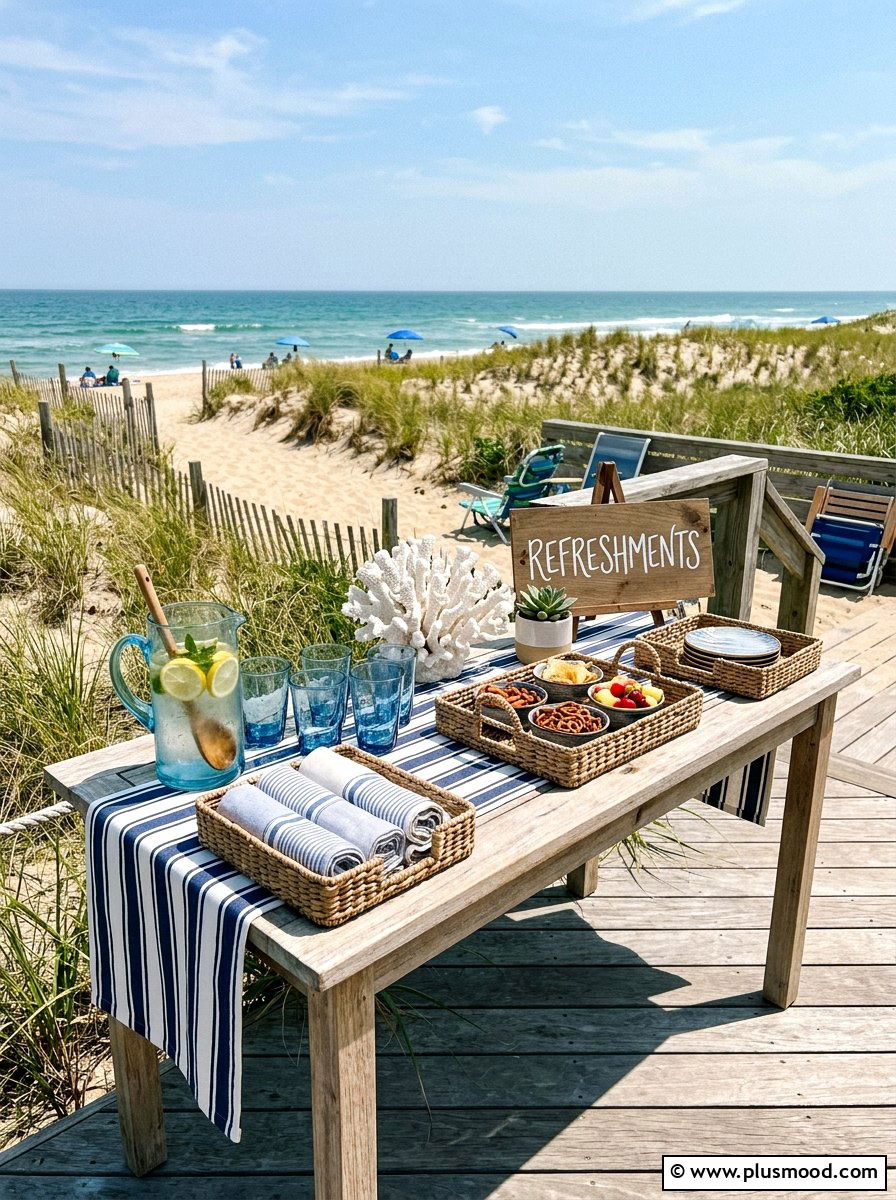 Coastal Blue Refreshment Area - 25 summer iced tea bar ideas