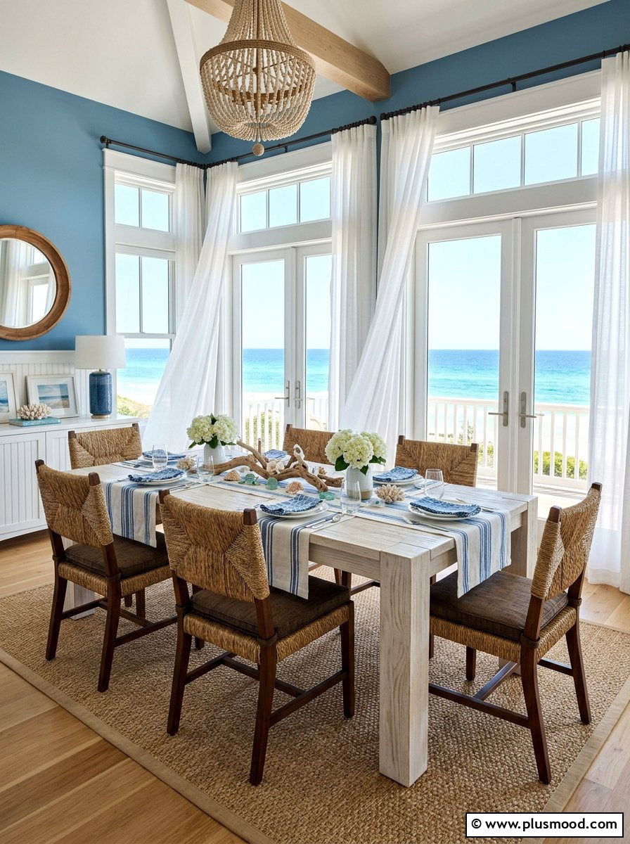Coastal Blue Summer Dining Room - 25 summer dining room decor ideas