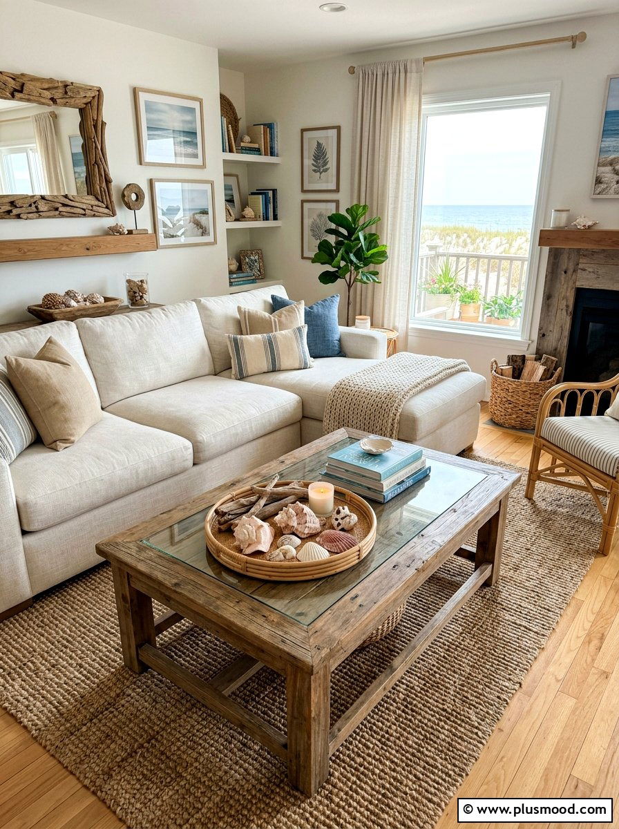 Coastal Coffee Table - 25 summer seashell decor ideas
