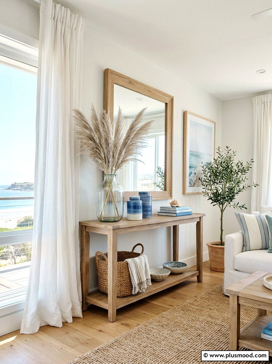 Coastal Console Table - 25 summer console table ideas for living room