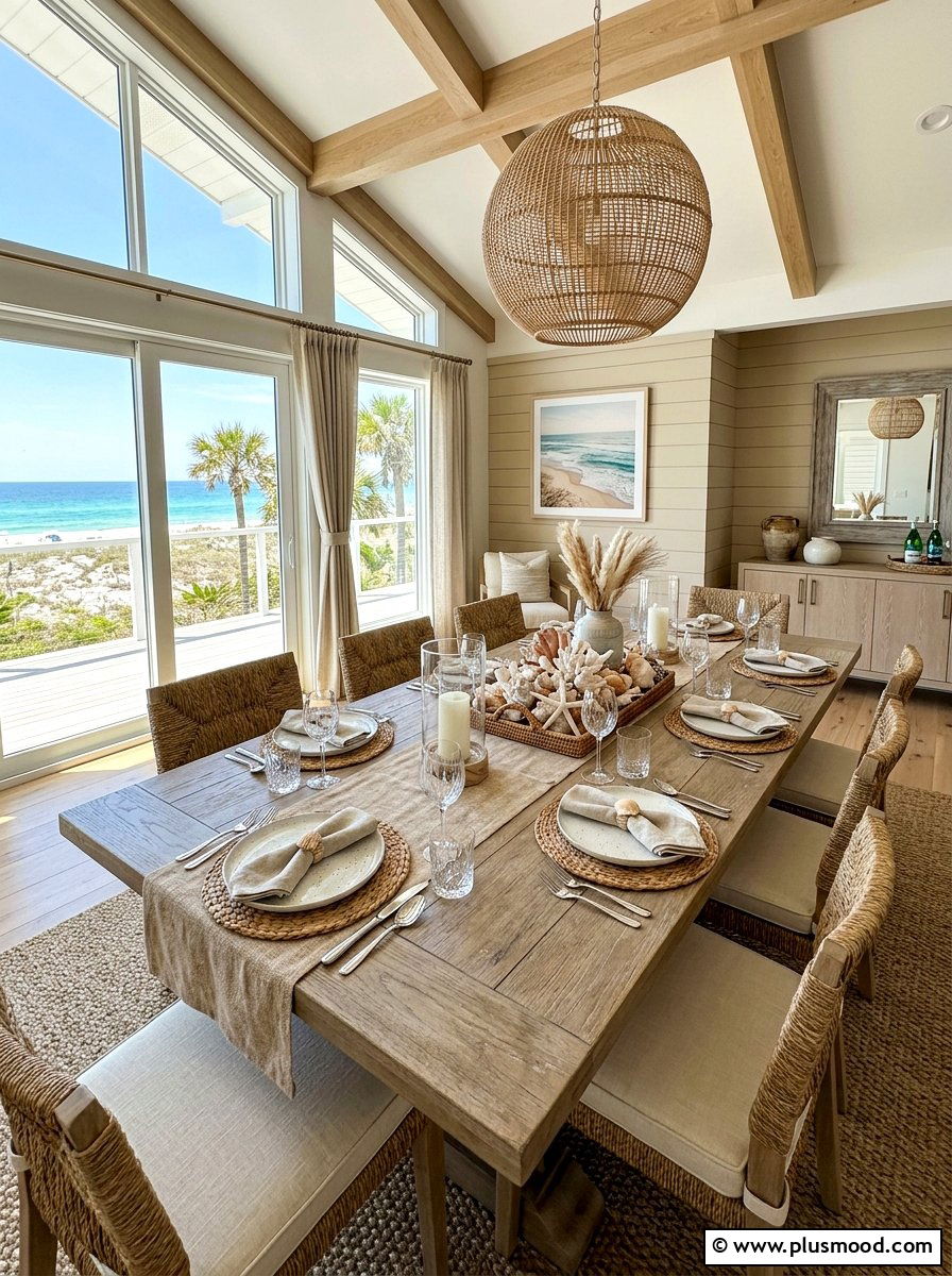 Coastal Dining Table - 25 summer seashell decor ideas