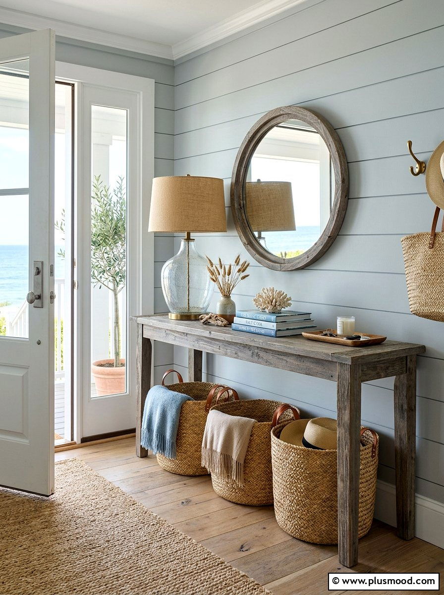 Coastal Entryway Console Table - 25 summer beach house decorating ideas