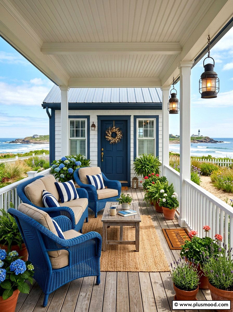 Coastal Farmhouse Front Porch - 25 summer farmhouse front porch ideas