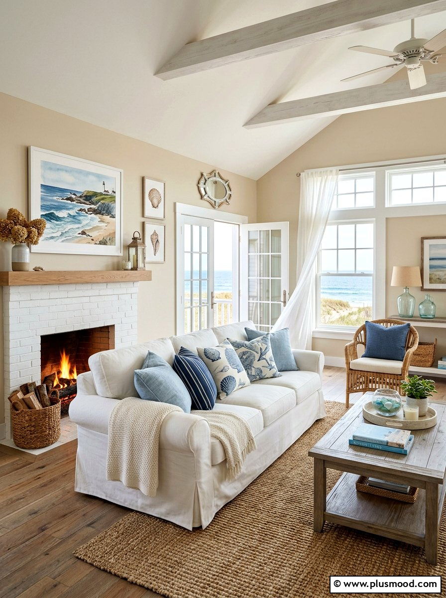 Coastal Farmhouse Living Room - 25 summer farmhouse decor ideas