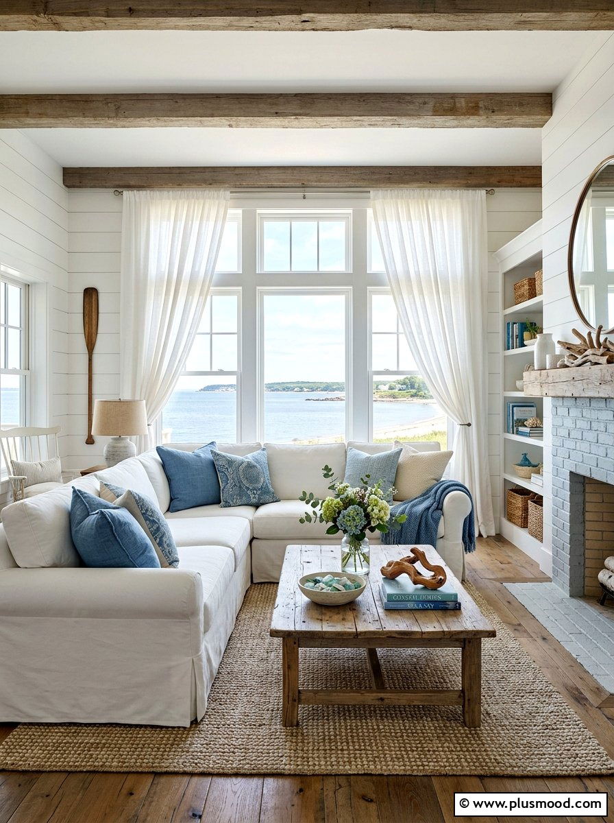 Coastal Farmhouse Living Room - 25 summer farmhouse home decor ideas