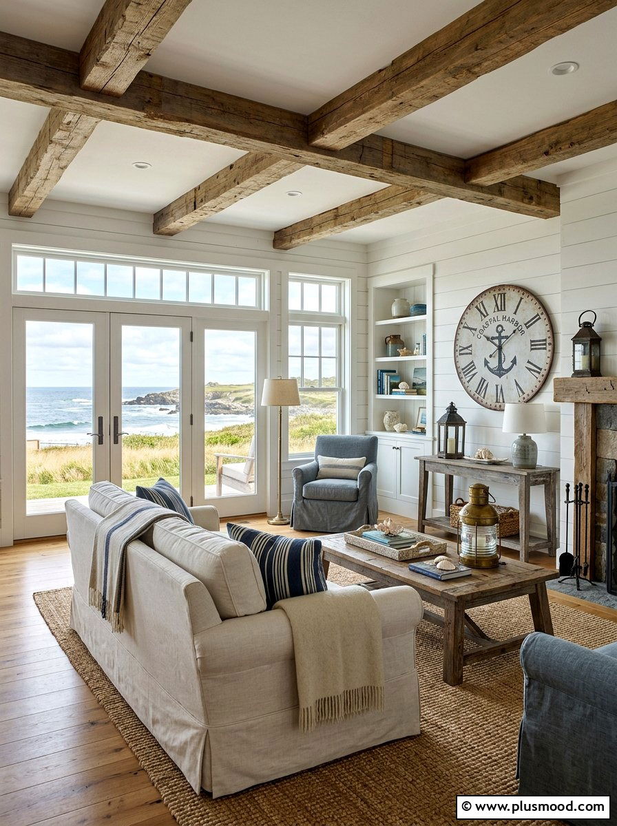 Coastal Farmhouse Living Room - 25 summer entertaining living room ideas