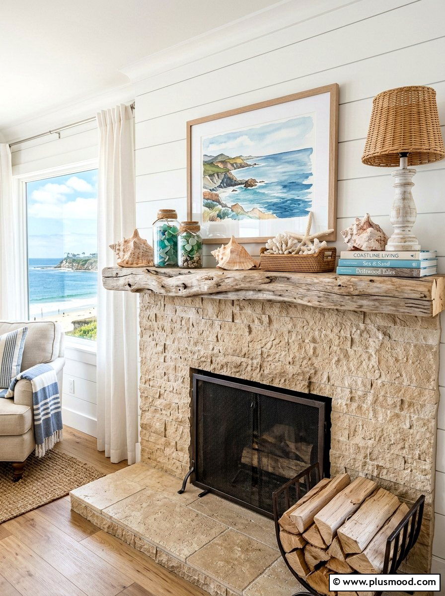 Coastal Fireplace Mantel - 25 summer mantel ideas for living room