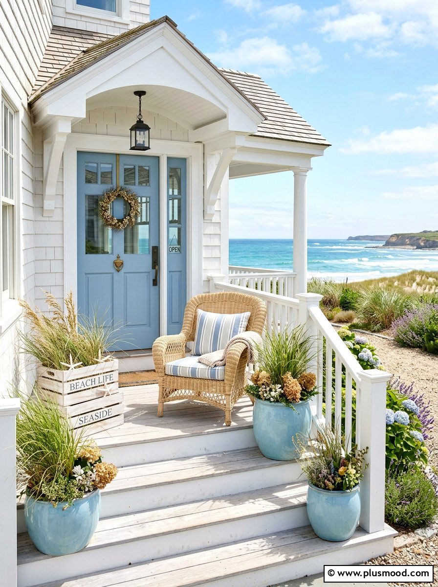 Coastal Front Porch - 25 summer front steps ideas for summer