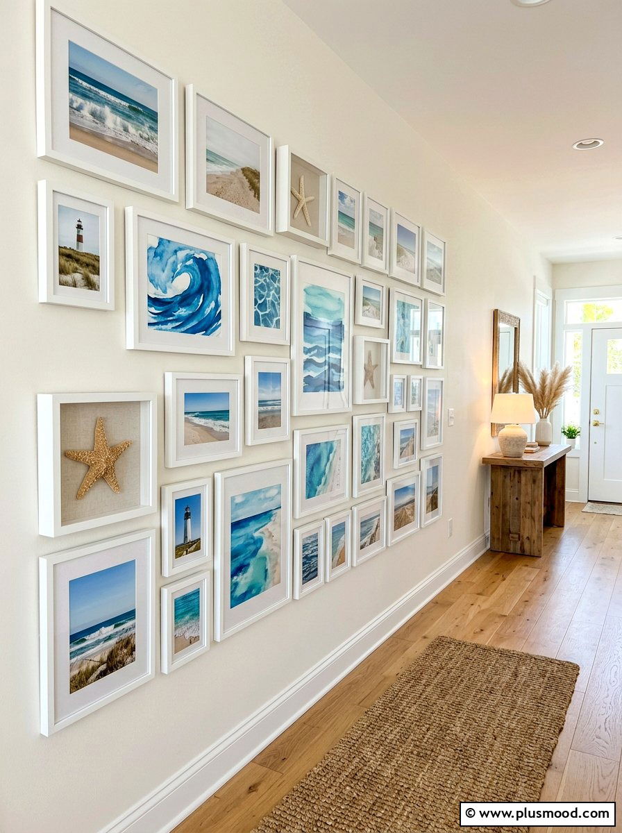 Coastal Gallery Wall - 25 summer coastal decor ideas