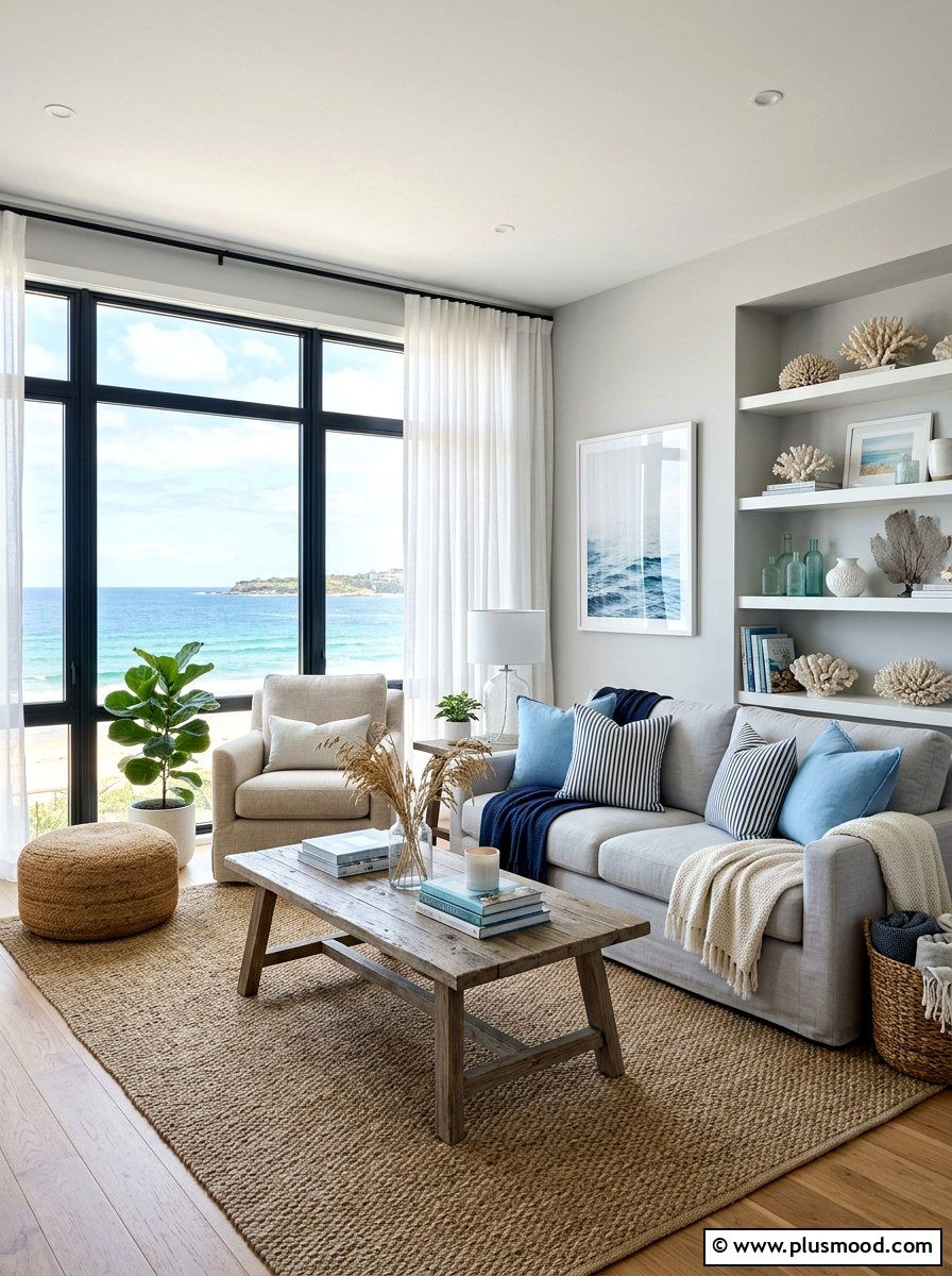 Coastal Gray Living Room - 25 summer decor ideas for gray living room
