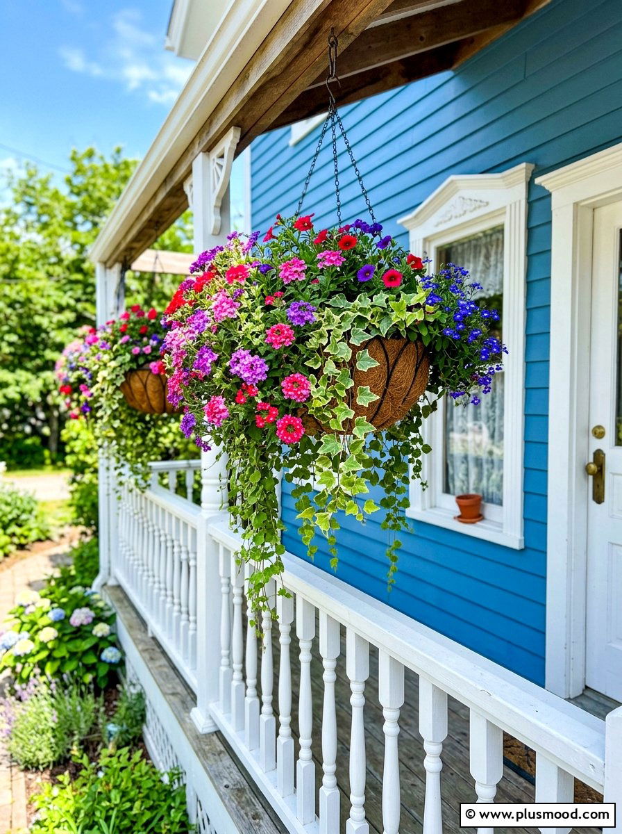 Coastal Hanging Basket - 25 summer coastal curb appeal ideas