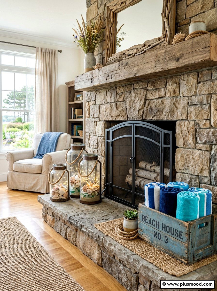 Coastal Hearth Decor - 25 summer decor ideas with shells