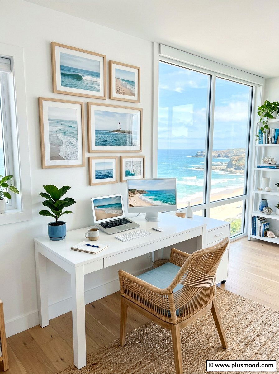 Coastal Home Office Workstation - 25 summer beach house decorating ideas