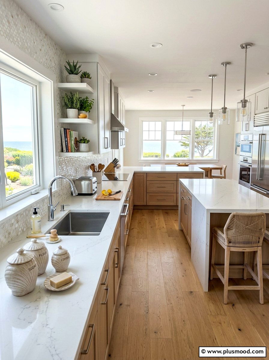 Coastal Kitchen Counter - 25 summer seashell decor ideas