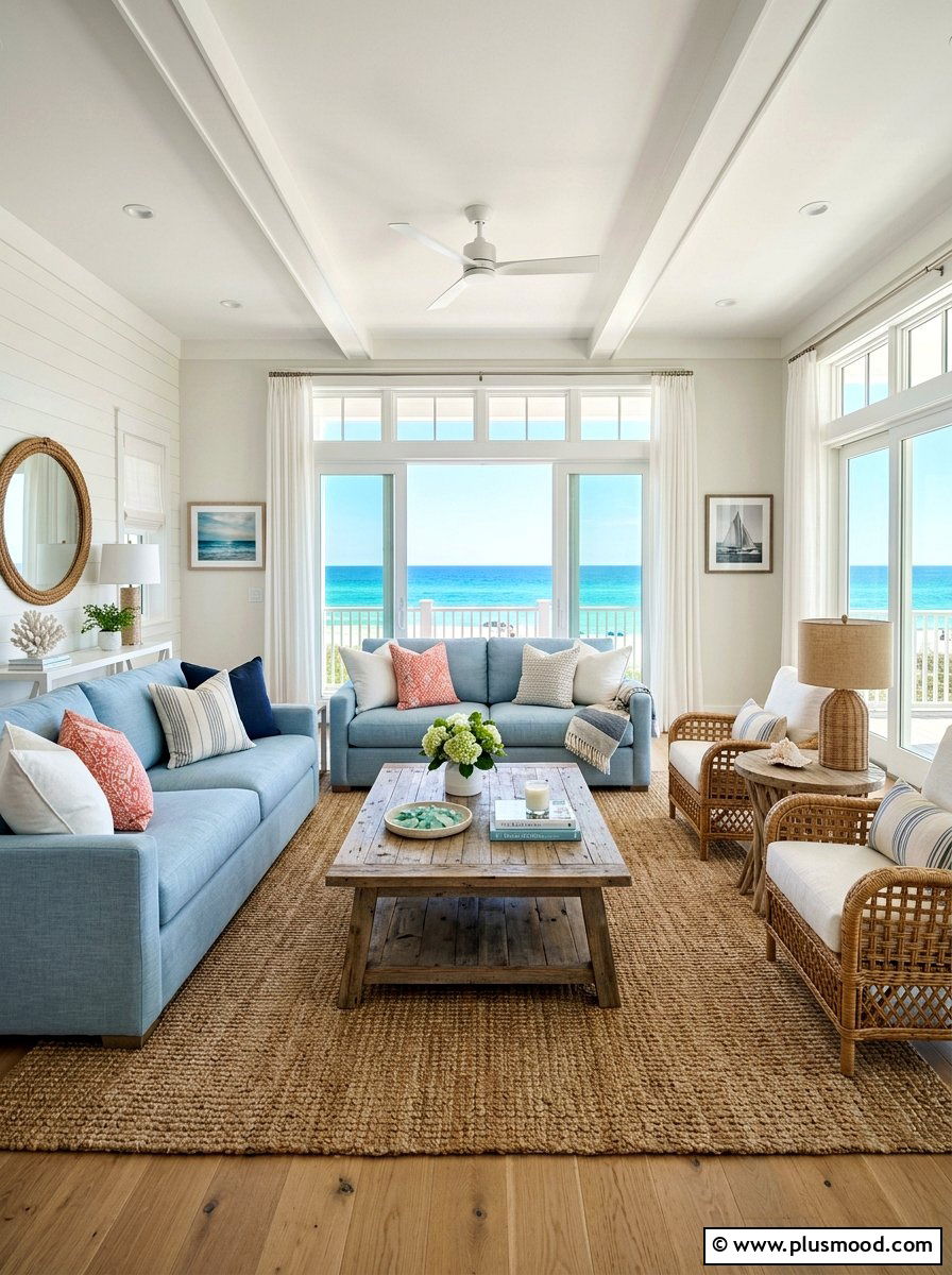 Coastal Living Room - 25 mid summer home decor ideas